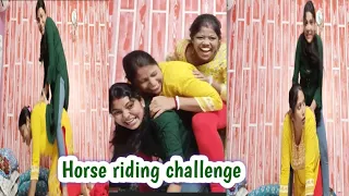 saree horse riding challenge/ funny challenge/ most request video..