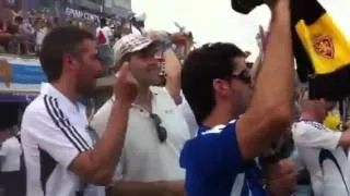 Afición zaragocista en el Coliseum de Getafe