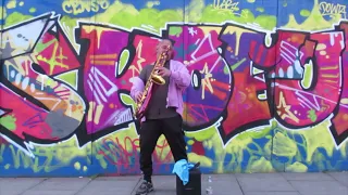 Blame it on the Boogie cover by Rodney Rock sax busker