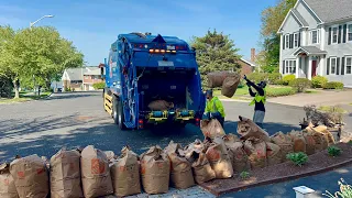 Republic Garbage Truck Packing Massive Spring Leaf Bag Piles