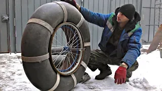 ✅Снегоход - Вездеход из велосипеда, бензопилы и камер от камаза