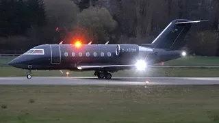 Bombardier Challenger 604 * All Black Livery * Take-Off at Bern