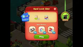 Gardenscapes Level 3262 With No Boosters - Hard Level - Houseboat: Put Out Fire, Fix the Deck, Paint