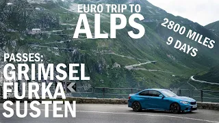 Road trip to Alps. Switzerland’s best passes: Susten, Grimsel, Furka and Great St Bernard. 4K