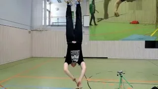 World Record - 5 Swords swallowed while hanging upside down