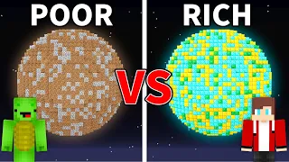 Mikey POOR Planet vs JJ RICH Planet Survival Battle in Minecraft (Maizen)