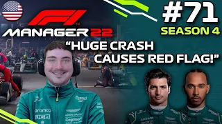 F1 MANAGER 22 | HUGE CRASH CAUSES RED FLAG! | Aston Martin CAREER MODE #71 | F1 Manager 2022