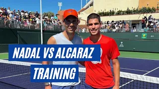 RAFA NADAL & CARLOS ALCARAZ PRACTICING TOGETHER | Indian Wells 2022