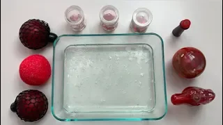 Mixing Putty Slime and Red random things into clear Slime - Satisfying Slime Videos - ASMR