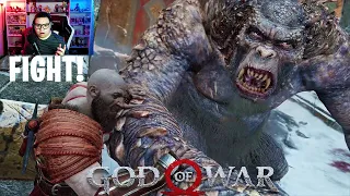 GOD OF WAR - Kratos vs Mountain Monkey Troll - REACTION