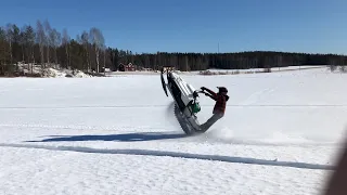 OLD SKI-DOO MXZ SNOWMOBILE WHEELIES!!