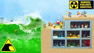 Wave Machine VS. Underground Zombie Fallout Shelter - Lego Dam Breach Experiment