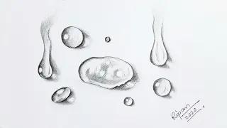 water Drops Drawing/Easy Water Droplets For Beginners With Pencil Shade/