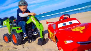 Artem and Power Wheels kids Cars toy Tractor | Funny stories with toys for Kids