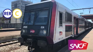 {RER C} départ d’un UM de Z20500 Carmillon et Z20900 Transilien + sifflet