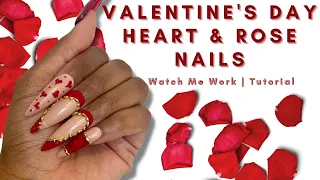 Valentines Day Press on Nails Tutorial | Roses & Hearts | Red Bottom Nails 🌹