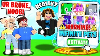 NOOB with INFINITE PETS Challenges RICH FLEXERS! (Roblox Pet Simulator X)