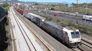 Mercancías Contenedores Renfe, Tarragona-Classificació/ Barcelona se detiene ante señal en rojo.