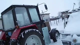 Чистка снега на тракторе мтз 80