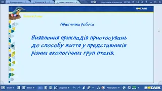 Біологія 7 клас  Практична робота Виявлення прикладів пристосувань  представників різних груп птахів