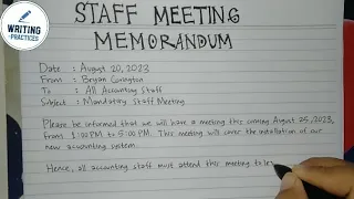 How To Write A Staff Meeting Memorandum Step by Step | Writing Practices