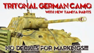 German camo painting with new Tamiya paints and hand painting of the markings on Panther tank