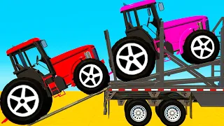 Train vs Tractors | Spiderman & Superheroes Complete Cars Obstacles! Wreck Compilation - GTA 5 Mods