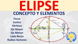 🏉 ELIPSE: Concepto y elementos (focos, vértices, Eje Mayor, Eje Menor,  L.R.) | Juliana la profe