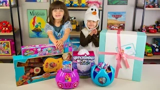 HUGE Frozen Surprise Bucket Disney Princess Surprise Toys for Girls Hatchimals Kinder Playtime