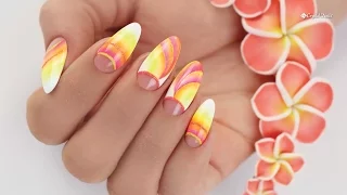 Color Gradient Ombre Nails with Crystal Nails Neon Art Gels - Step-By-Step Nail Art Video Tutorial