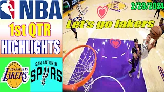 San Antonio Spurs vs Los Angeles Lakers [FULL GAME] 1st QTR Feb 23, 2024 | NBA Highlights 2024