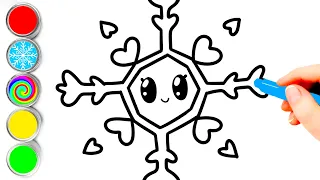 SNOWFLAKE  Easy drawing painting coloring for kids | YesYouCan! #38