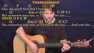 I'll Follow the Sun (Beatles) Guitar Lesson Chord Chart with On-Screen Lyrics