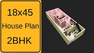 18x45 House Design 2BHK || 2 Bedrooms Home Design || 18x45 House Plan 3D