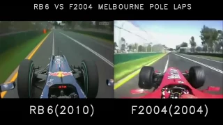 RB6(2010) vs F2004 Melbourne Pole Lap Comparison