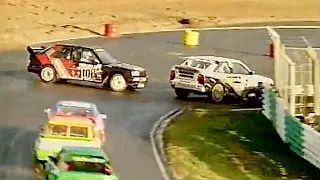 British Rallycross Grand Prix 1993 Damp Qualifying heats Collision between John Welch Pat Doran