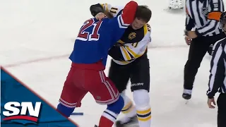 Multiple fights Erupt Between Rangers And Bruins After Braden Schneider Levels Trent Frederic