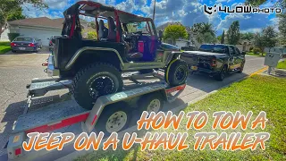 How to tow a Jeep Wrangler with large tires on a U-Haul Auto Transport Trailer