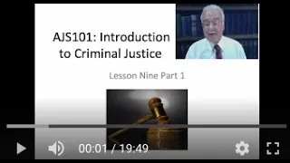 AJS101: Introduction to Criminal Justice Course -  Lesson 9 Lecture (Part 1 of 2 parts)