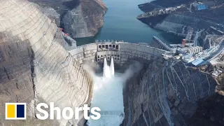 Watch as this giant dam dumps nearly 5 Olympic swimming pools per second of water #shorts