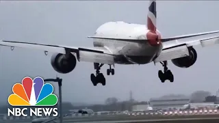 Watch: Storm Ciara Winds Force Plane To Abort Landing At London Airport | NBC News