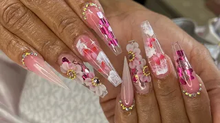 encapsulated nails | birthday nails | ombrenails | acrylic application | ombrenails | 3D nails