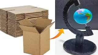 How to make Globe stand with cardboard/Globe model /Earth school science project / Y craft