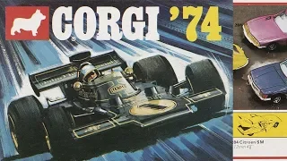 Presentation of all Corgi models from 1974. Die-cast models.