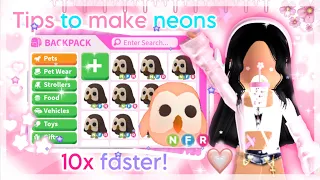 ✧˖° 10 TIPS to make neons FASTER 🤭💓 in adopt me 🫶🏻 | ItsSahara ✧˖°