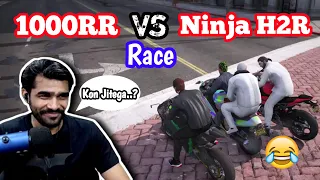 1000RR And NINJA H2R Racing 😱 Mufasa And Professor Bike Racing 😂#shreemanlegendlive #devilracegaming
