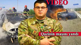 Tanınmış qazinin maşını yandı - VİDEO