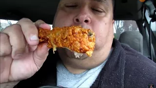 Joey eating chicken