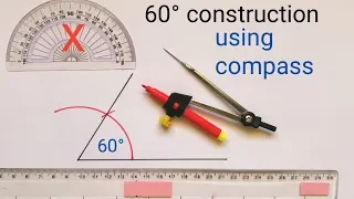 constructing an angle of 60° degree || How to construct 60 degrees