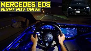 LED HEADLIGHTS TEST! - 2022 Mercedes-Benz EQS 580 - Night POV Test Drive